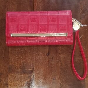 NWT - Steve Madden Red Signature Logo Clutch Wristlet/Wallet.